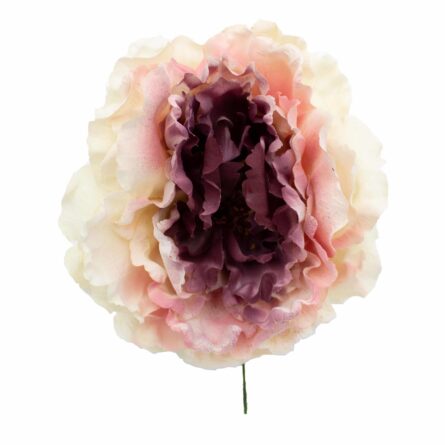 Flor de flamenca estilo peonia multicolor beige, rosa y cardenal - Imagen 1