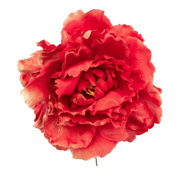 Flor de flamenca estilo peonia color Rojo y Dorado