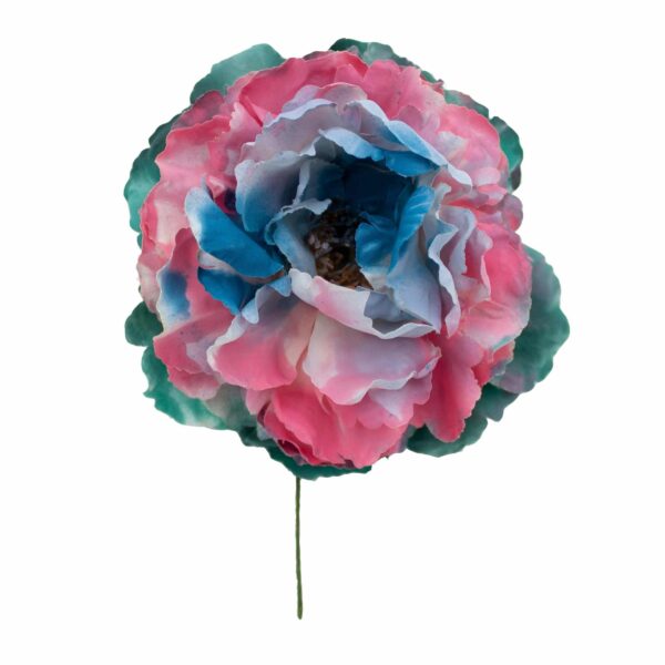 Flor de flamenca estilo peonia Multicolor Rosa, Azul y Verde