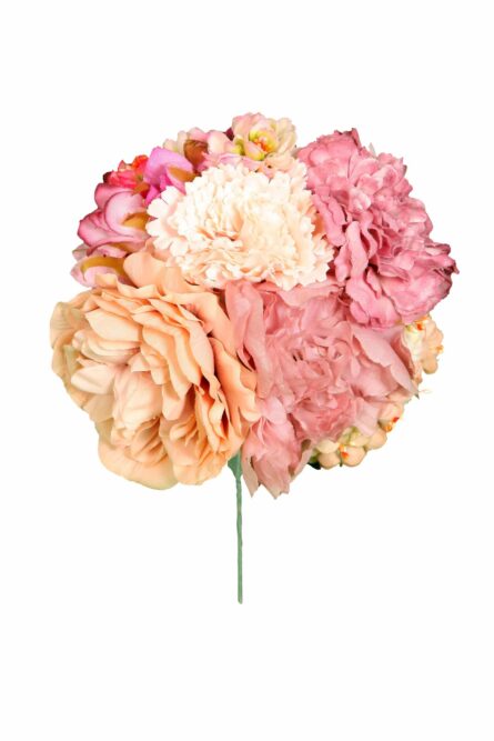 Ramillete tiara de flamenca multicolor en tonos rosas y maquillajes - Imagen 1