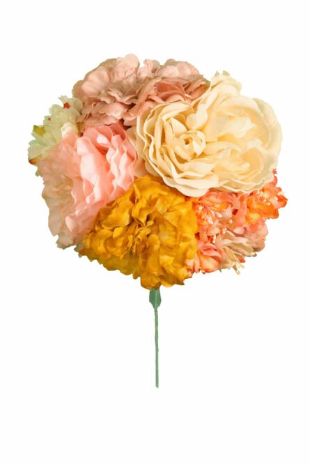 Ramillete tiara de flamenca multicolor en tonos amarillos y beiges. - Imagen 1