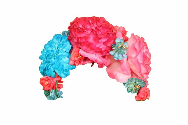 Tiara de flamenca multicolor en tonos aguamarina y rosa