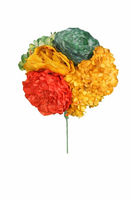 Ramillete tiara de flamenca multicolor en tonos aguamarina y verde - Imagen 2