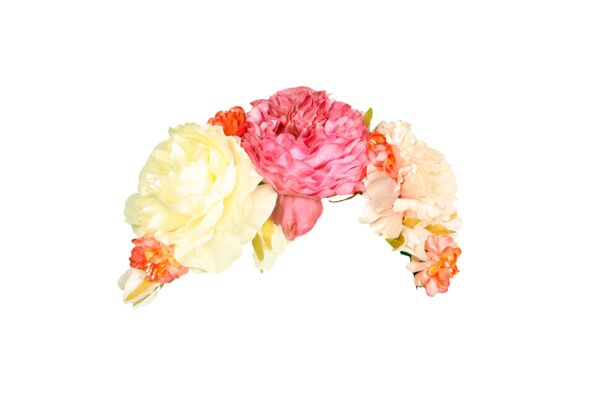 Tiara de flamenca multicolor en tonos marfil, rosa y beige