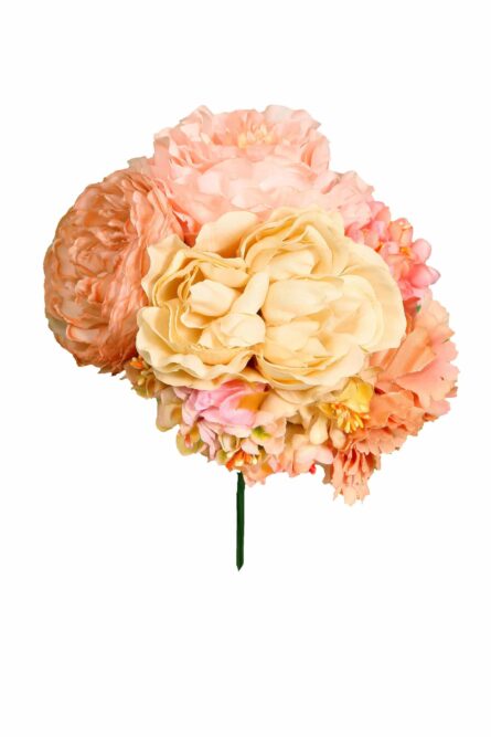 Ramillete tiara de flamenca multicolor en tonos beige y rosa - Imagen 1