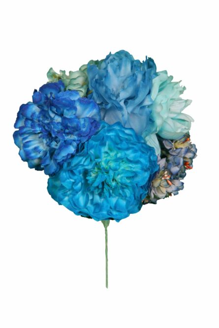 Ramillete tiara de flamenca multicolor en tonos azul, aguamarina y verde agua - Imagen 1
