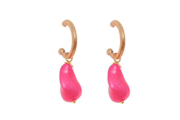 Aros pequeños piedra nácar fucsia