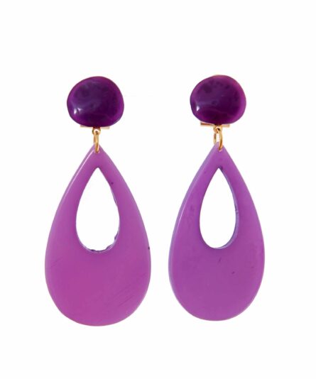 Pendiente de flamenca de lágrima de resina cristal color Violeta - Imagen 1