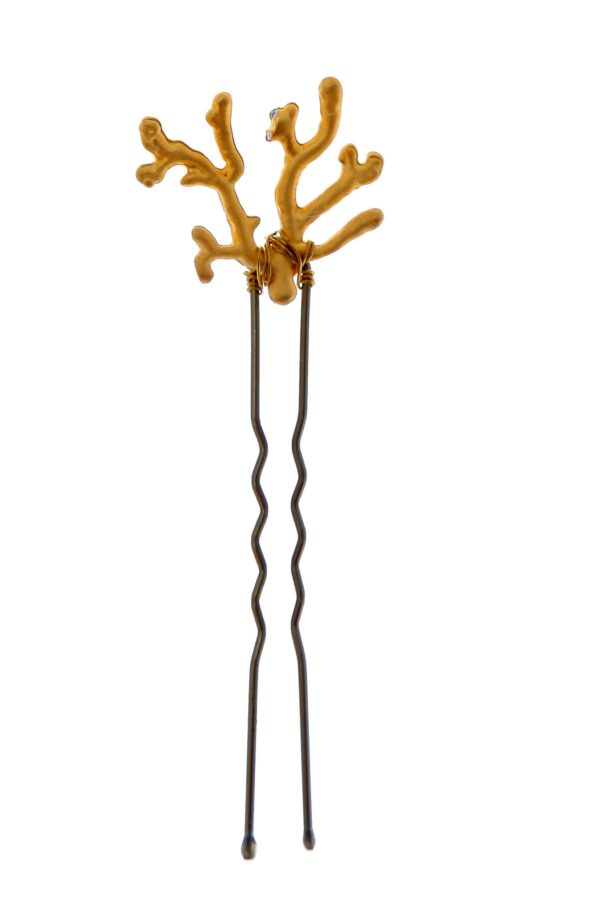 Horquilla dorada de rama de coral pequeña