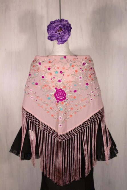 Mantón maquillaje bordado en multicolor - Imagen 1