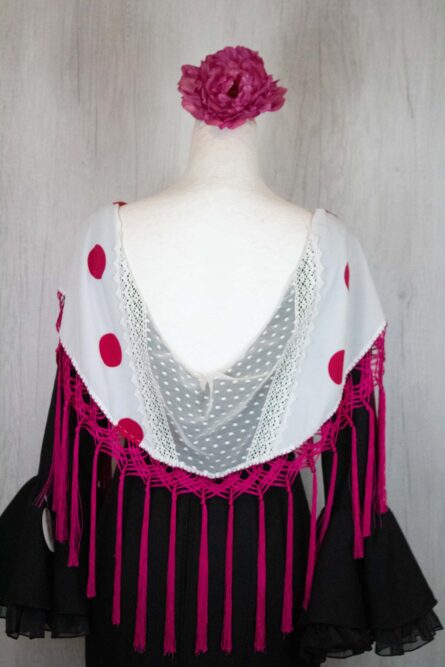 Mantón niña lunares fucsia - Imagen 1