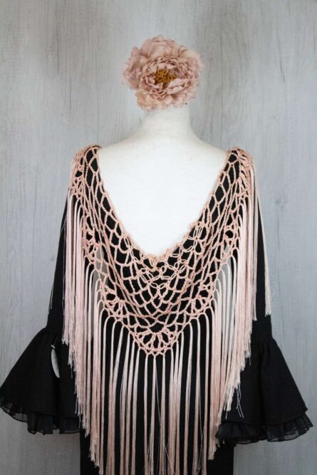 Mantón enrejado coral claro - Imagen 1