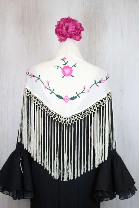 Mantón niña marfil bordado - Imagen 1