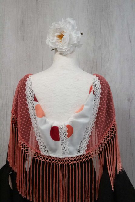 Mantón niña coral y blanco - Imagen 1