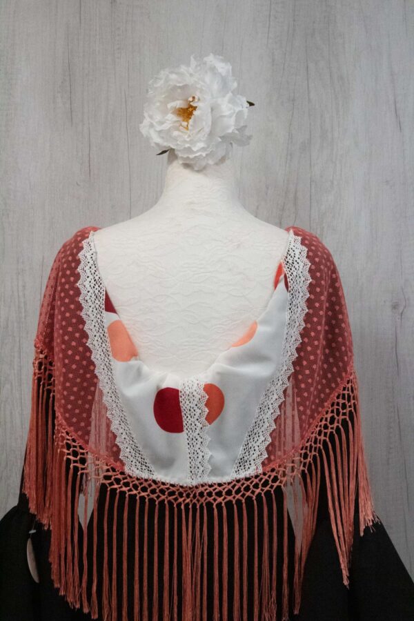 Mantón niña coral y blanco