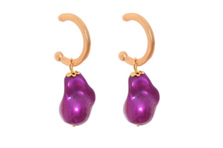 Aros pequeños piedra nácar morado - Imagen 1