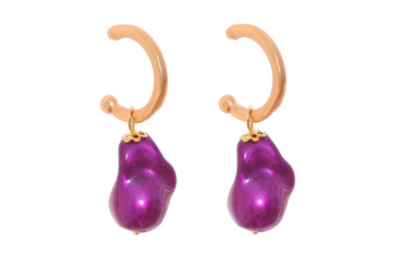 Aros pequeños piedra nácar morado