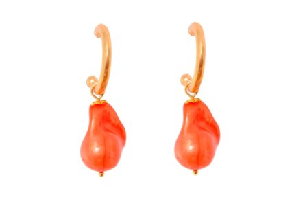 Aros pequeños piedra nácar naranja - Imagen 1
