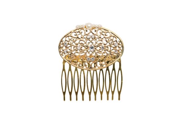 Peinecillo metal con perlas y brillo