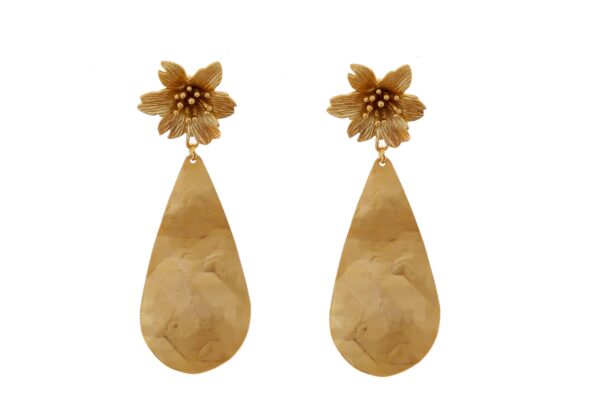 Pendientes de flamenca de flores con lágrima