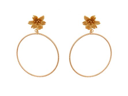 Pendientes de aro grandes con cabezal de flor - Imagen 1
