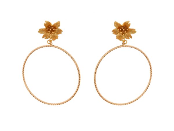 Pendientes de aro grandes con cabezal de flor