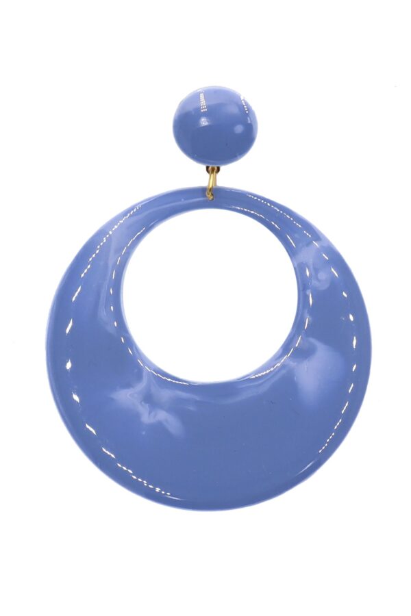 Pendiente de flamenca aro mediano esmaltado acuarela color azul azafata degradado