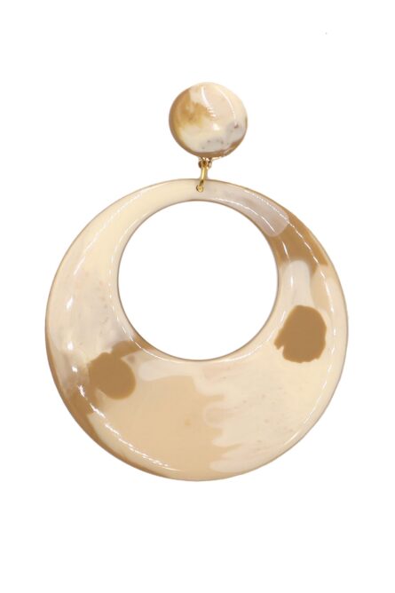Pendiente de flamenca aro mediano esmaltado acuarela color beige degradado - Imagen 1