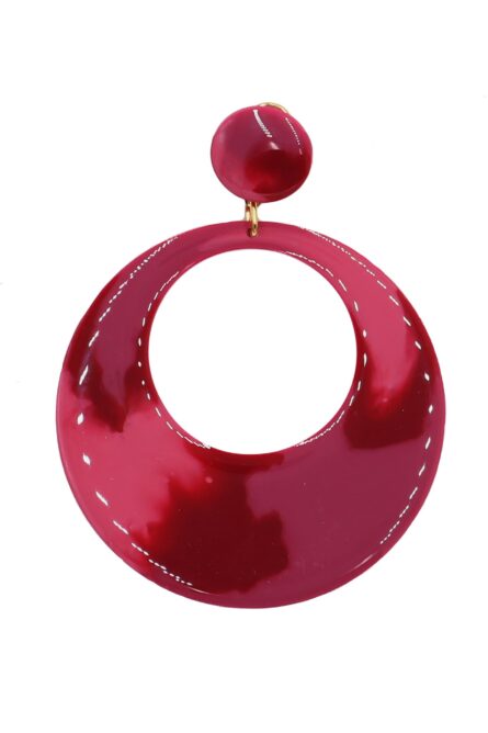 Pendiente de flamenca aro mediano esmaltado acuarela color sangría degradado - Imagen 1