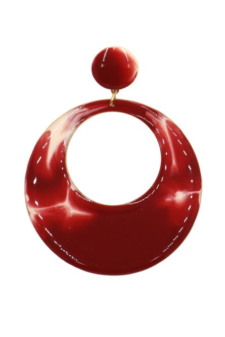 Pendiente de flamenca aro mediano esmaltado acuarela color rojo degradado - Imagen 1