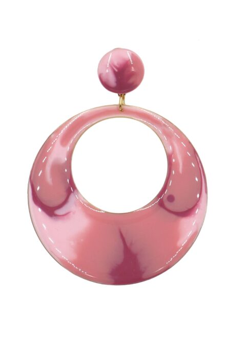 Pendiente de flamenca aro mediano esmaltado acuarela color rosa degradado - Imagen 1