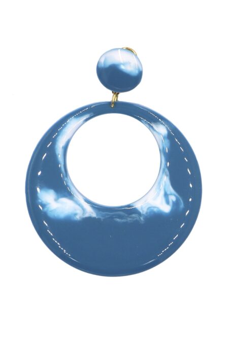 Pendiente de flamenca aro mediano esmaltado acuarela color azul petróleo degradado - Imagen 1