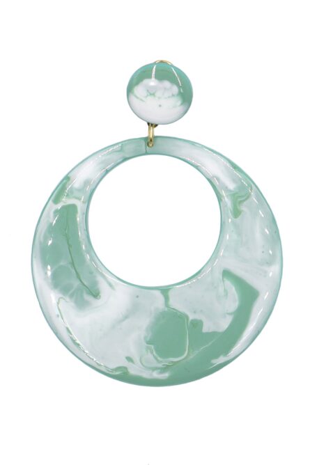Pendiente de flamenca aro mediano esmaltado acuarela color verde agua degradado - Imagen 1