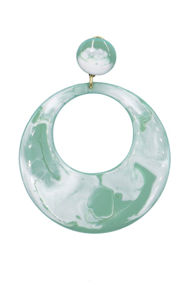 Pendiente de flamenca aro mediano esmaltado acuarela color verde agua degradado