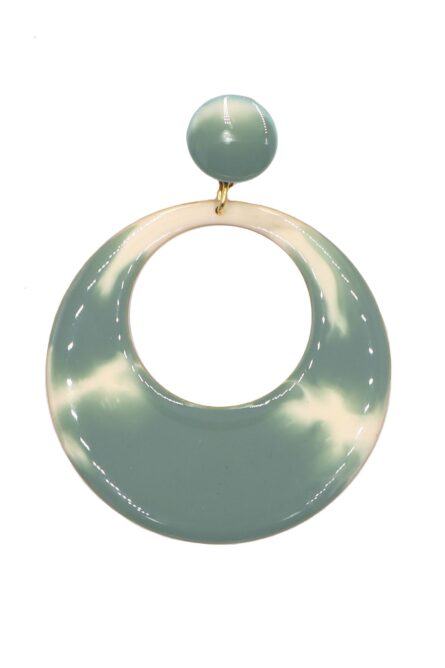 Pendiente de flamenca aro mediano esmaltado acuarela color verde agua antiguo degradado - Imagen 1