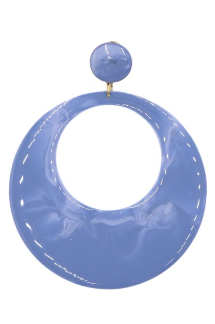 Pendiente de flamenca aro grande esmaltado acuarela color azul azafata degradado - Imagen 1