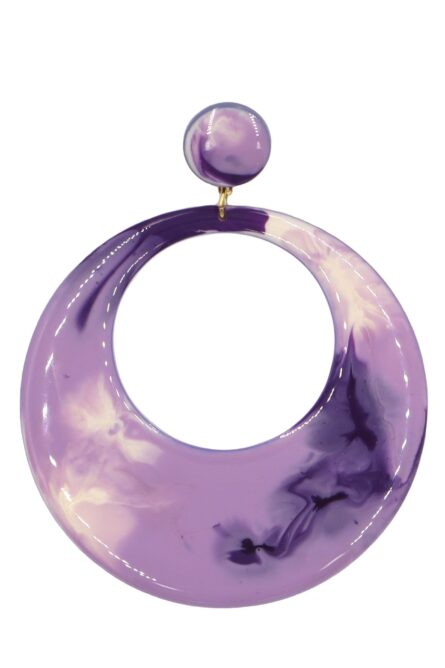 Pendiente de flamenca aro grande esmaltado acuarela color morado degradado - Imagen 1