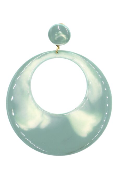 Pendiente de flamenca aro grande esmaltado acuarela color verde agua antiguo degradado - Imagen 1