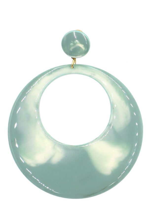 Pendiente de flamenca aro grande esmaltado acuarela color verde agua antiguo degradado