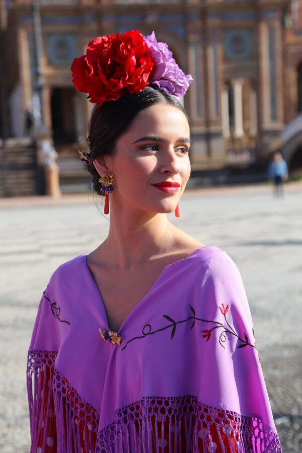 Flor de flamenca estilo peonia color azulina