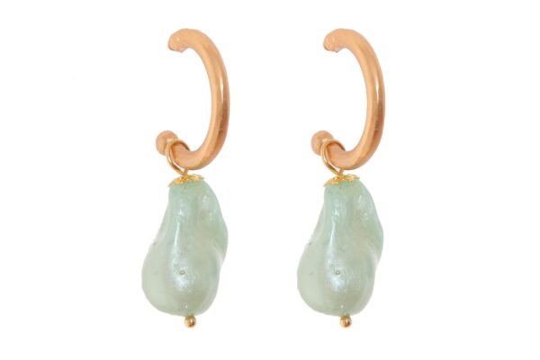 Aros pequeños piedra nácar verde agua