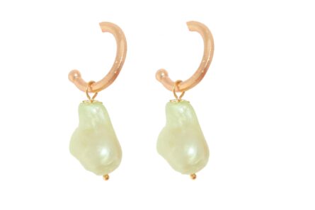 Aros pequeños piedra nácar verde pistacho - Imagen 1