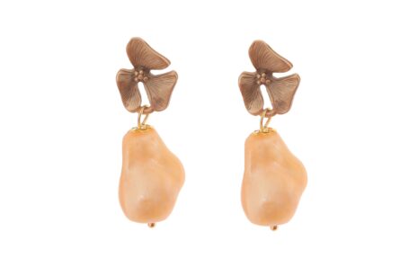 Pendiente de piedras nácar yema con cabezal 3 hojas - Imagen 1