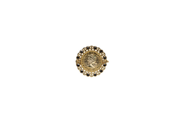 Broches dorado redondo con racimo de cuentas de cristal