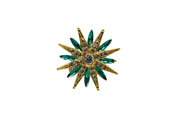 Broches dorado redondo con racimo de cuentas de cristal