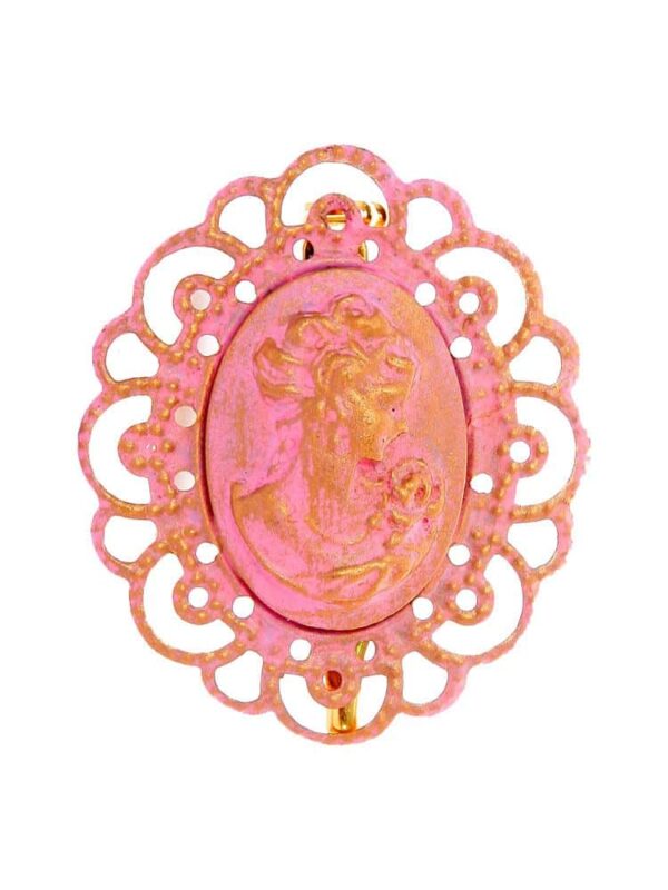 Broche de flamenca camafeo rosa bebé con reflejos oro