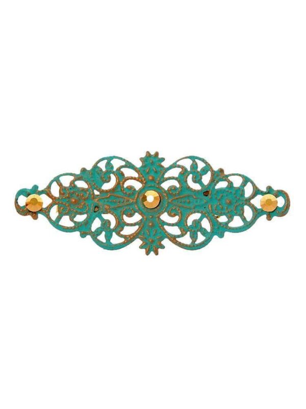 Broche de flamenca con filigrana cyan satinado en oro