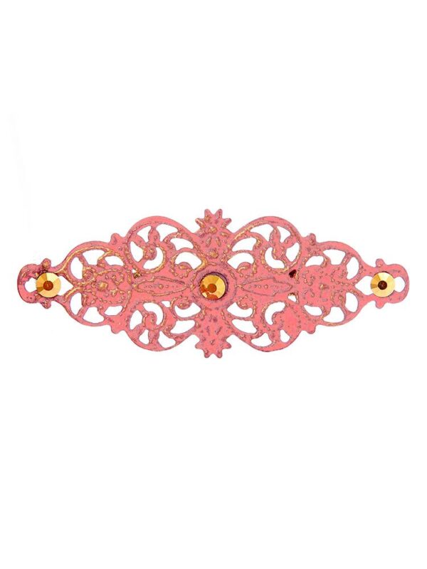 Broche de flamenca con filigrana rosa chicle satinado en oro