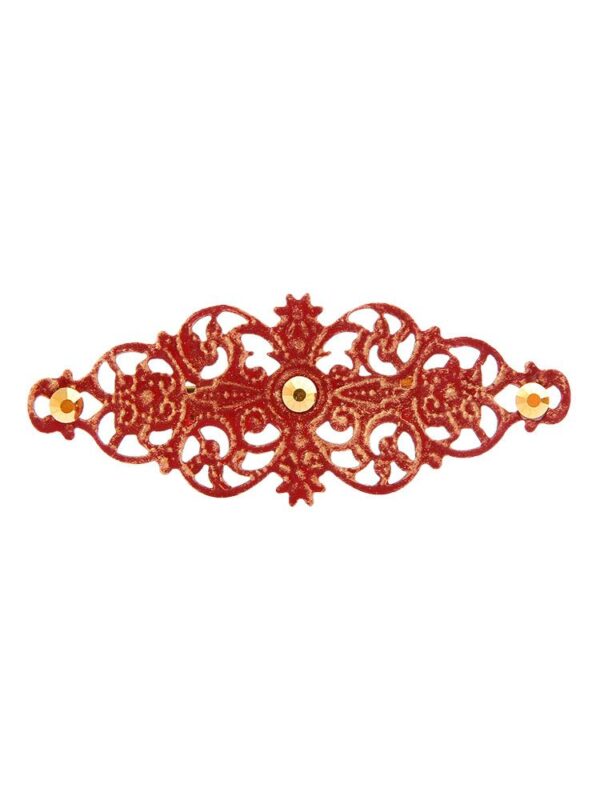 Broche de flamenca con filigrana burdeos satinado en oro