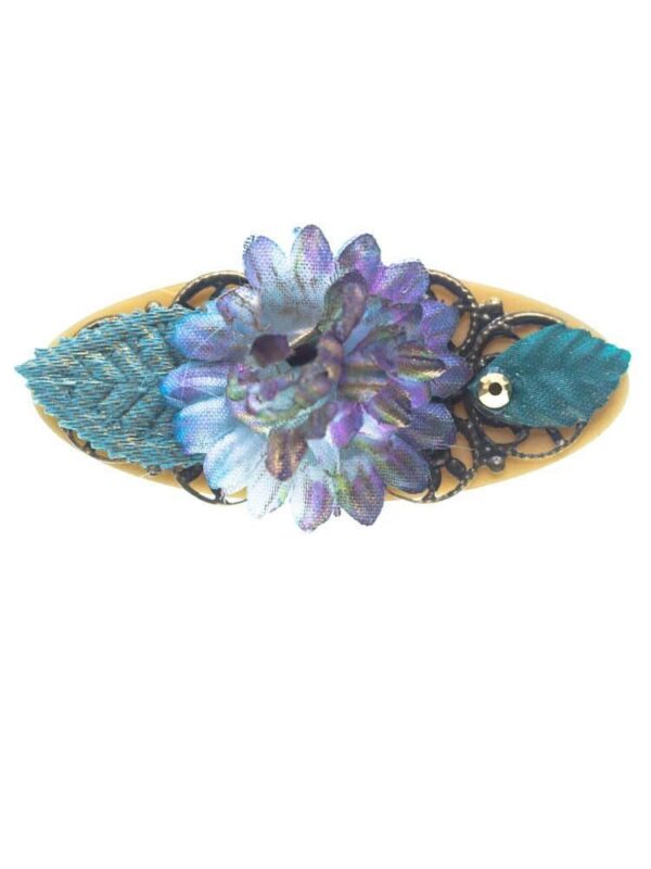 Broche de flamenca con flores de tela multicolor